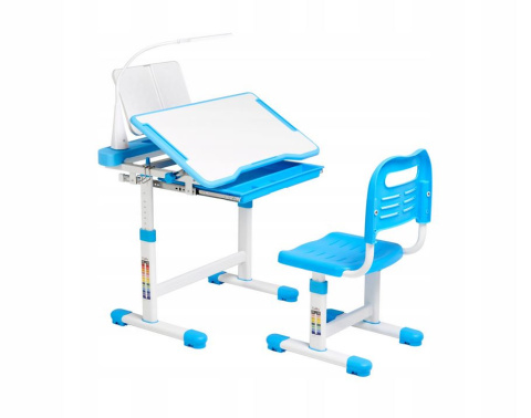 Fun Desk BIURKO KRZESEŁKO REGULOWANE + LAMPKA I STOJAK NA KSIĄŻKI - ZESTAW Cubby VANDA Blue Fun Desk BIURKO KRZESEŁKO REGULOWANE + LAMPKA I STOJAK NA KSIĄŻKI - ZESTAW Cubby VANDA Blue