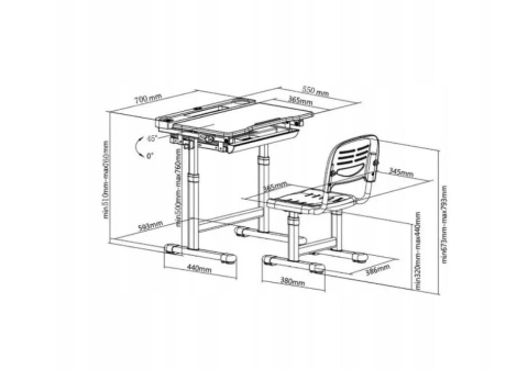 Fun Desk BIURKO KRZESEŁKO REGULOWANE + LAMPKA I STOJAK NA KSIĄŻKI - ZESTAW Cubby VANDA Blue Fun Desk BIURKO KRZESEŁKO REGULOWANE + LAMPKA I STOJAK NA KSIĄŻKI - ZESTAW Cubby VANDA Blue