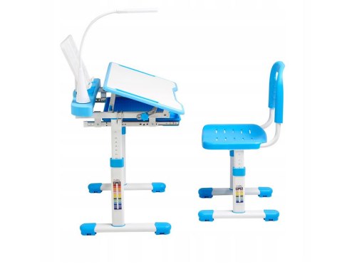 Fun Desk BIURKO KRZESEŁKO REGULOWANE + LAMPKA I STOJAK NA KSIĄŻKI - ZESTAW Cubby VANDA Blue Fun Desk BIURKO KRZESEŁKO REGULOWANE + LAMPKA I STOJAK NA KSIĄŻKI - ZESTAW Cubby VANDA Blue