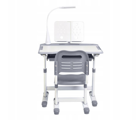 Fun Desk BIURKO KRZESEŁKO REGULOWANE + LAMPKA I STOJAK NA KSIĄŻKI - ZESTAW Cubby VANDA Grey Fun Desk BIURKO KRZESEŁKO REGULOWANE + LAMPKA I STOJAK NA KSIĄŻKI - ZESTAW Cubby VANDA Grey