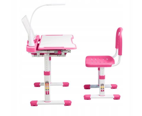 Fun Desk BIURKO KRZESEŁKO REGULOWANE + LAMPKA I STOJAK NA KSIĄŻKI - ZESTAW Cubby VANDA PINK Fun Desk BIURKO KRZESEŁKO REGULOWANE + LAMPKA I STOJAK NA KSIĄŻKI - ZESTAW Cubby VANDA PINK