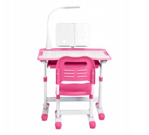 Fun Desk BIURKO KRZESEŁKO REGULOWANE + LAMPKA I STOJAK NA KSIĄŻKI - ZESTAW Cubby VANDA PINK Fun Desk BIURKO KRZESEŁKO REGULOWANE + LAMPKA I STOJAK NA KSIĄŻKI - ZESTAW Cubby VANDA PINK