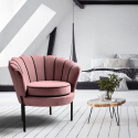 Halmar ANGELO fotel wypoczynkowy różowy / czarny materiał: tkanina - velvet / stal malowana proszkowo Halmar ANGELO fotel wypoczynkowy różowy / czarny materiał: tkanina - velvet / stal malowana proszkowo