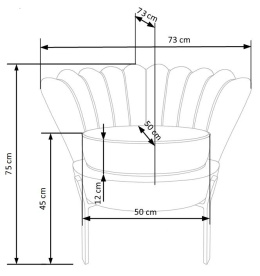 Halmar ANGELO fotel wypoczynkowy różowy / czarny materiał: tkanina - velvet / stal malowana proszkowo