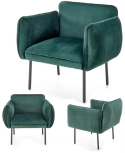 Halmar BRASIL fotel wypoczynkowy ciemny zielony/ czarny, materiał: tkanina - velvet /metal Halmar BRASIL fotel wypoczynkowy ciemny zielony/ czarny, materiał: tkanina - velvet /metal