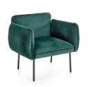 Halmar BRASIL fotel wypoczynkowy ciemny zielony/ czarny, materiał: tkanina - velvet /metal Halmar BRASIL fotel wypoczynkowy ciemny zielony/ czarny, materiał: tkanina - velvet /metal
