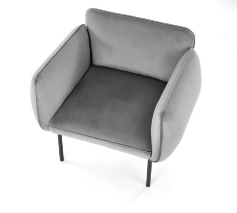 Halmar BRASIL fotel wypoczynkowy popielaty / czarny, materiał: tkanina - velvet /metal Halmar BRASIL fotel wypoczynkowy popielaty / czarny, materiał: tkanina - velvet /metal