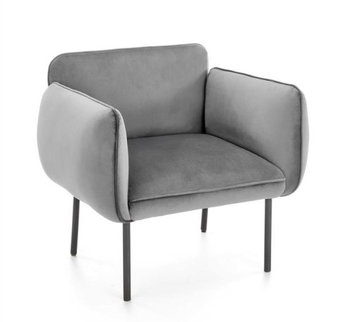 Halmar BRASIL fotel wypoczynkowy popielaty / czarny, materiał: tkanina - velvet /metal Halmar BRASIL fotel wypoczynkowy popielaty / czarny, materiał: tkanina - velvet /metal