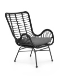 Halmar IKARO 2 fotel wypoczynkowy czarny / popielaty, materiał: rattan syntetyczny / stal Halmar IKARO 2 fotel wypoczynkowy czarny / popielaty, materiał: rattan syntetyczny / stal