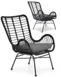 Halmar IKARO 2 fotel wypoczynkowy czarny / popielaty, materiał: rattan syntetyczny / stal Halmar IKARO 2 fotel wypoczynkowy czarny / popielaty, materiał: rattan syntetyczny / stal