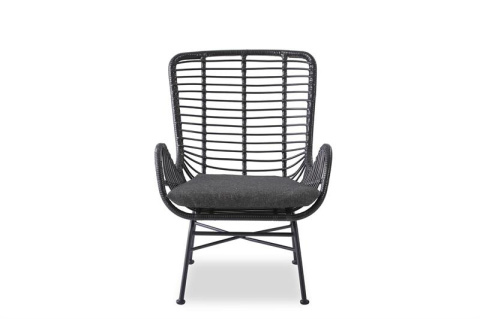 Halmar IKARO 2 fotel wypoczynkowy czarny / popielaty, materiał: rattan syntetyczny / stal Halmar IKARO 2 fotel wypoczynkowy czarny / popielaty, materiał: rattan syntetyczny / stal