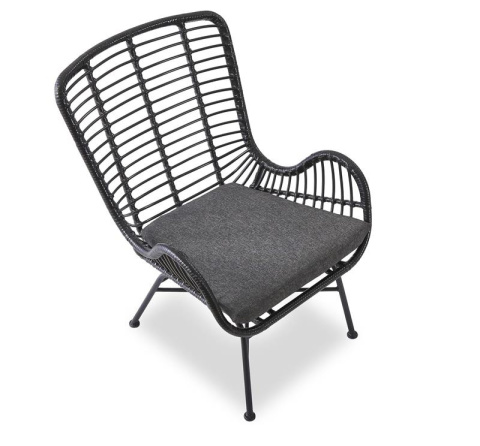 Halmar IKARO 2 fotel wypoczynkowy czarny / popielaty, materiał: rattan syntetyczny / stal Halmar IKARO 2 fotel wypoczynkowy czarny / popielaty, materiał: rattan syntetyczny / stal