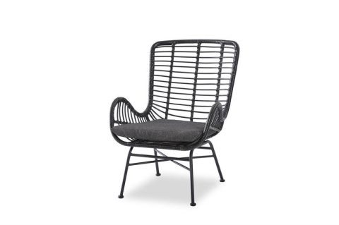 Halmar IKARO 2 fotel wypoczynkowy czarny / popielaty, materiał: rattan syntetyczny / stal Halmar IKARO 2 fotel wypoczynkowy czarny / popielaty, materiał: rattan syntetyczny / stal