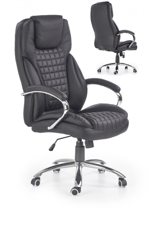 Halmar KING fotel obrotowy gabinetowy czarny, mechanizm TILT, ekoskóra Halmar KING fotel obrotowy gabinetowy czarny, mechanizm TILT, ekoskóra