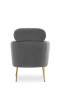 Halmar MELISA fotel wypoczynkowy popielaty / złoty, materiał: tkanina - bouclé / stal chromowana