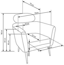 Halmar MELISA fotel wypoczynkowy popielaty / złoty, materiał: tkanina - bouclé / stal chromowana