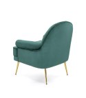 Halmar SANTI fotel wypoczynkowy ciemny zielony / złoty - wygodny tapicerowany fotel z miekką poduszką - metalowe złote nóżki