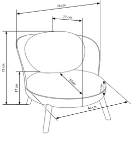 Halmar SCANDI fotel wpoczynkowy: popielaty, biały, czarny - tapicerowany szary, poduszka na oparciu - nogi drewno lite