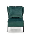 Halmar VICTUS fotel wypoczynkowy ciemny zielony/ czarny - tapicerowany wygodny fotel, poduszka na oparciu, metalowe czarne nogi