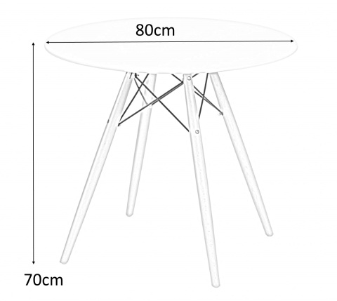 Intesi Stół DTW okrągły fi 80 cm, blat biały MDF lakierowany podstawa drewno bukowe metalowe łączenia lakierowane na czarno Intesi Stół DTW okrągły fi 80 cm, blat biały MDF lakierowany podstawa drewno bukowe metalowe łączenia lakierowane na czarno