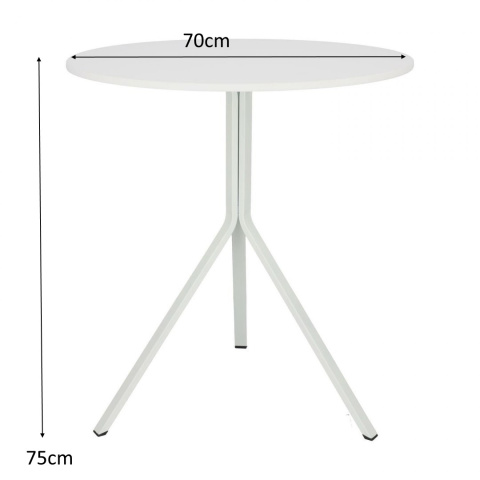 Intesi Stół Taloja 70cm okrągły biały blat tworzywo sztuczne nogi metalowe do kuchni jadalni restauracji recepcji Intesi Stół Taloja 70cm okrągły biały blat tworzywo sztuczne nogi metalowe do kuchni jadalni restauracji recepcji