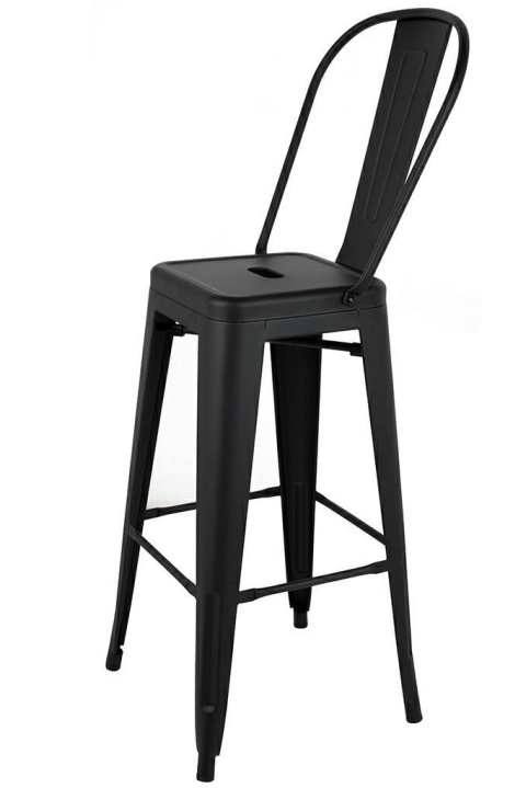 King Home Hoker Krzesło barowe TOWER BIG BACK 76 (Paris) czarne mat metalowe z oparciem i podnóżkiemdo kuchni baru King Home Hoker Krzesło barowe TOWER BIG BACK 76 (Paris) czarne mat metalowe z oparciem i podnóżkiemdo kuchni baru