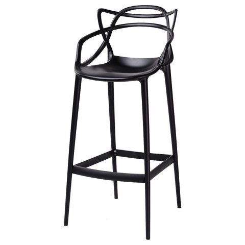 HOKER KRZESŁO BAROWE Z PODŁOKIETNIKAMI HILO PREMIUM 75 cm CZARNE TWORZYWO PP z podnóżkiem DO KUCHNI BARU King Home HOKER KRZESŁO BAROWE Z PODŁOKIETNIKAMI HILO PREMIUM 75 cm CZARNE TWORZYWO PP z podnóżkiem DO KUCHNI BARU King Home