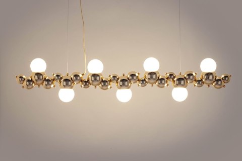 King Home Lampa wisząca PEARLS 120 złota metalowa klosze białe 7xE27 King Home Lampa wisząca PEARLS 120 złota metalowa klosze białe 7xE27