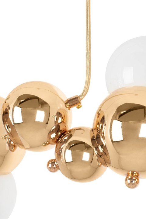 King Home Lampa wisząca PEARLS 120 złota metalowa klosze białe 7xE27 King Home Lampa wisząca PEARLS 120 złota metalowa klosze białe 7xE27