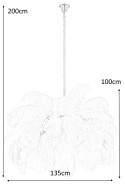 King Home Lampa sufitowa wisząca TIFFANY biała / naturalne pióra strusie mosiądz złoty G9 King Home Lampa sufitowa wisząca TIFFANY biała / naturalne pióra strusie mosiądz złoty G9