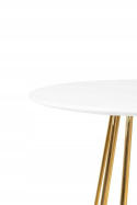 King Home Stolik barowy GLAM 60 okrągły fi60 cm blat MDF Biały mat podstawa metal chromowany Złoty King Home Stolik barowy GLAM 60 okrągły fi60 cm blat MDF Biały mat podstawa metal chromowany Złoty