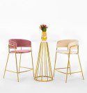 King Home Stolik barowy GLAM 60 okrągły fi60 cm blat MDF Biały mat podstawa metal chromowany Złoty King Home Stolik barowy GLAM 60 okrągły fi60 cm blat MDF Biały mat podstawa metal chromowany Złoty