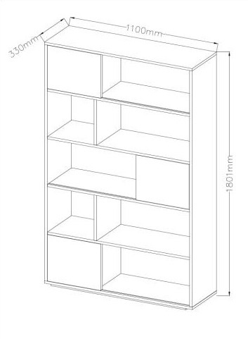 Halmar regał REG23 stojący do salonu, pracowni dąb wotan / czarny - płyta laminowana - regał z półkami fronty przesuwne Halmar regał REG23 stojący do salonu, pracowni dąb wotan / czarny - płyta laminowana - regał z półkami fronty przesuwne