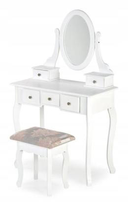 HALMAR konsolka SARA biała - toaletka z lustrem i siedziskiem - MDF lakierowany - siedzisko tapicerowane - szufladki