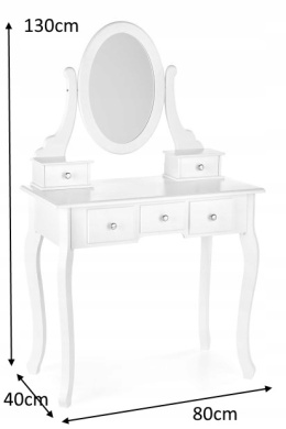 HALMAR konsolka SARA biała - toaletka z lustrem i siedziskiem - MDF lakierowany - siedzisko tapicerowane - szufladki