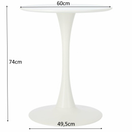 Simplet Stół Simplet Skinny okrągły White 60cm biały blat MDF lakierowany noga metal malowany