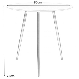 Simplet Stół okrągły Sottile fi80cm płyta laminowana kolor naturalny nogi metalowe czarny do domu i do lokalu