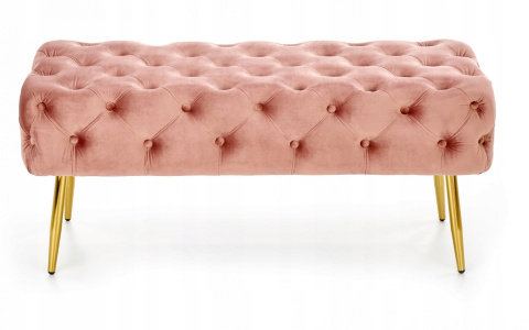 ŁAWKA ATHENA tapicerowana HALMAR tkanina VELVET RÓŻOWY / ZŁOTY stal chromowana 100x45 PIKOWANA OZDOBIONA GUZIKAMI ŁAWKA ATHENA tapicerowana HALMAR tkanina VELVET RÓŻOWY / ZŁOTY stal chromowana 100x45 PIKOWANA OZDOBIONA GUZIKAMI