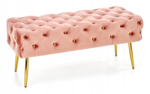 ŁAWKA ATHENA tapicerowana HALMAR tkanina VELVET RÓŻOWY / ZŁOTY stal chromowana 100x45 PIKOWANA OZDOBIONA GUZIKAMI ŁAWKA ATHENA tapicerowana HALMAR tkanina VELVET RÓŻOWY / ZŁOTY stal chromowana 100x45 PIKOWANA OZDOBIONA GUZIKAMI