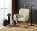 Halmar AUSTIN fotel wypoczynkowy bujany kremowy / czarny / naturalny, materiał: tkanina, stal malowana proszkowo, drewno lite Halmar AUSTIN fotel wypoczynkowy bujany kremowy / czarny / naturalny, materiał: tkanina, stal malowana proszkowo, drewno lite