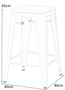 D2.DESIGN Hoker Stołek barowy Paris Wood 65cm metal sosna naturalna do domu i do lokalu