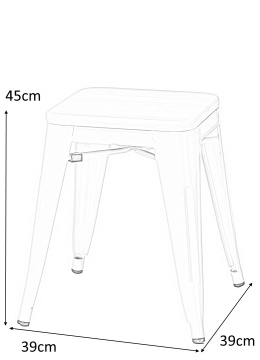 D2.DESIGN Taboret Stołek Paris Wood żółty metalowy siedzisko drewniane sosna naturalna