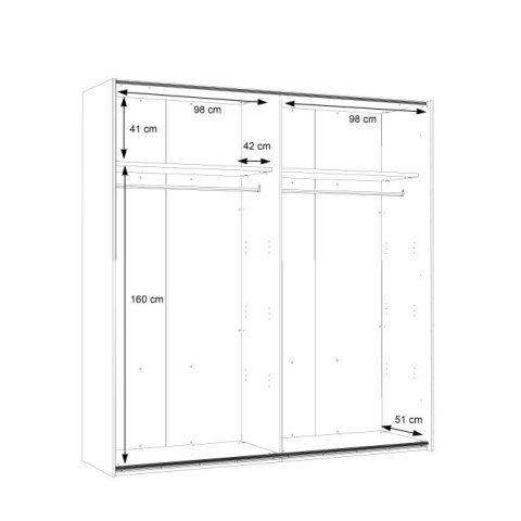 Forte DALATE DKSS32411-M267 Szafa ubraniowa dwudrzwiowa Dąb katania, Czarny Forte DALATE DKSS32411-M267 Szafa ubraniowa dwudrzwiowa Dąb katania, Czarny