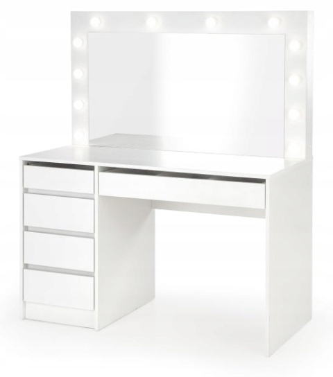 HALMAR toaletka HOLLYWOOD XL biała - płyta meblowa okleinowana / oświetlenie LED - lutro - szafka z szufladami HALMAR toaletka HOLLYWOOD XL biała - płyta meblowa okleinowana / oświetlenie LED - lutro - szafka z szufladami