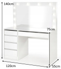 HALMAR toaletka HOLLYWOOD XL biała - płyta meblowa okleinowana / oświetlenie LED - lutro - szafka z szufladami HALMAR toaletka HOLLYWOOD XL biała - płyta meblowa okleinowana / oświetlenie LED - lutro - szafka z szufladami