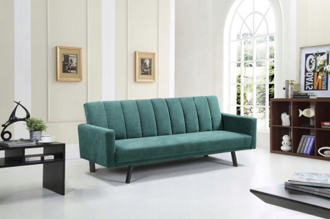 SOFA KANAPA ROZKŁADANA ARMANDO Halmar tapicerowana CIEMNO ZIELONA tkanina VELVET stal malowana proszkowo DEKORACYJNE PRZESZYCIA SOFA KANAPA ROZKŁADANA ARMANDO Halmar tapicerowana CIEMNO ZIELONA tkanina VELVET stal malowana proszkowo DEKORACYJNE PRZESZYCIA