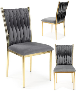 Halmar K436 krzesło do jadalni popielaty / złoty materiał: tkanina velvet / stal chromowana