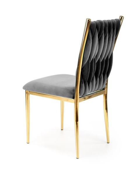 Halmar K436 krzesło do jadalni popielaty / złoty materiał: tkanina velvet / stal chromowana Halmar K436 krzesło do jadalni popielaty / złoty materiał: tkanina velvet / stal chromowana