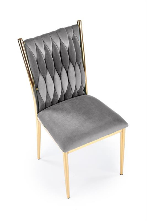 Halmar K436 krzesło do jadalni popielaty / złoty materiał: tkanina velvet / stal chromowana Halmar K436 krzesło do jadalni popielaty / złoty materiał: tkanina velvet / stal chromowana