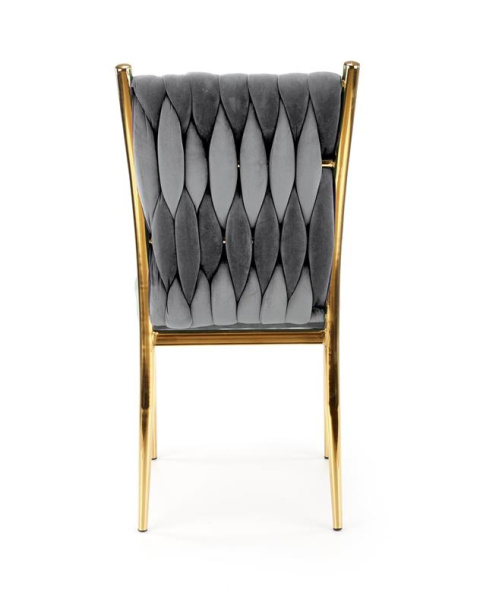 Halmar K436 krzesło do jadalni popielaty / złoty materiał: tkanina velvet / stal chromowana Halmar K436 krzesło do jadalni popielaty / złoty materiał: tkanina velvet / stal chromowana